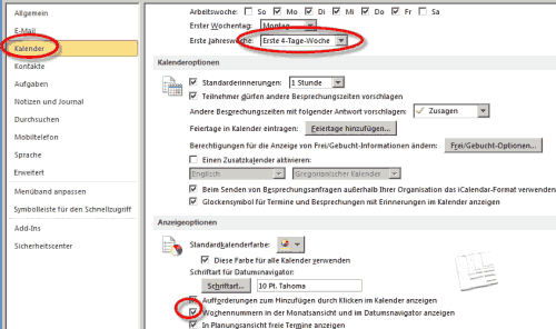 Outlook 2010-Kalenderwoche-2010-web Wochennummern in Outlook 2010